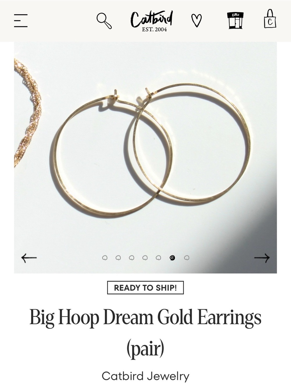 Catbird Gold Hoop Earrings — 14k gold